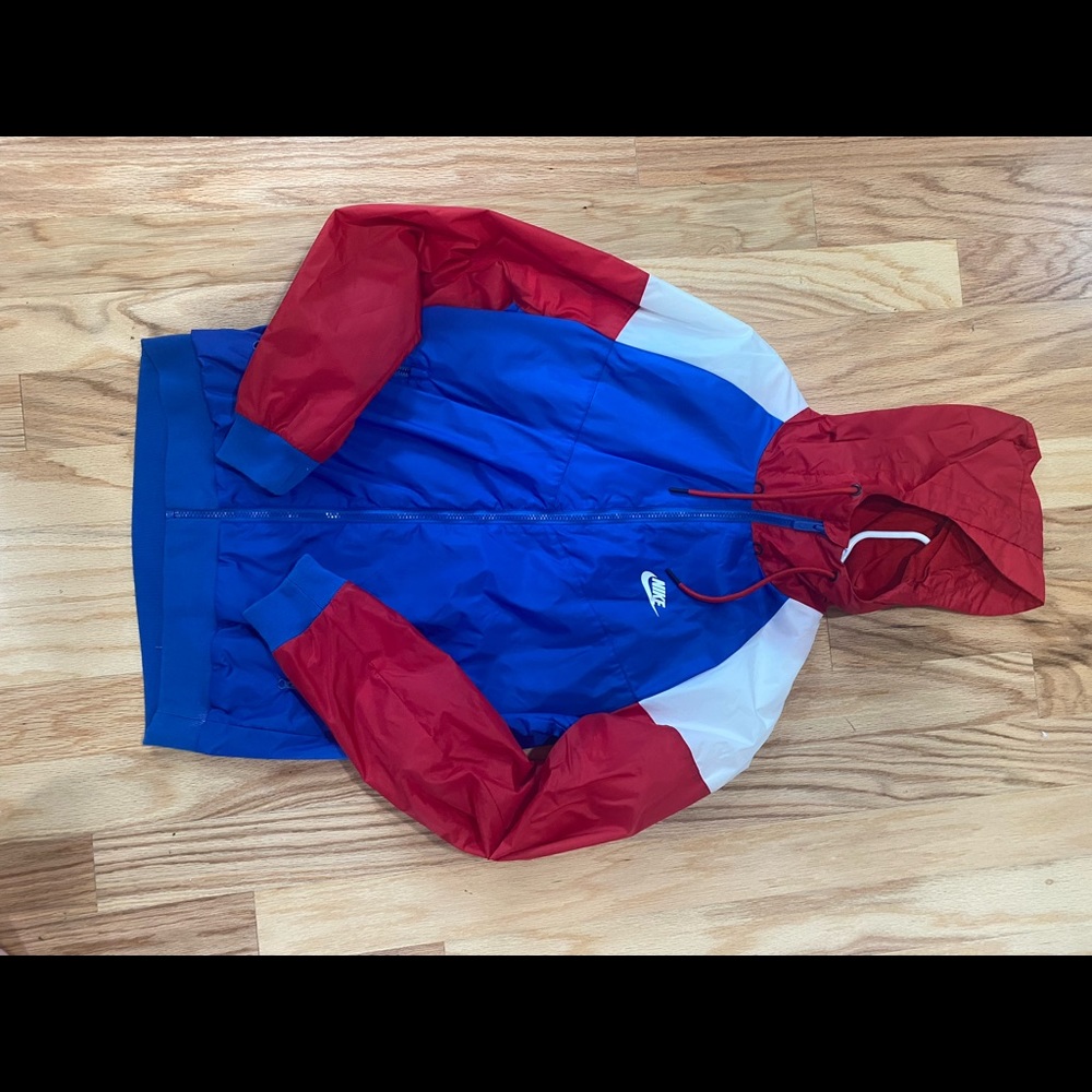 Nike red white and blue windbreaker